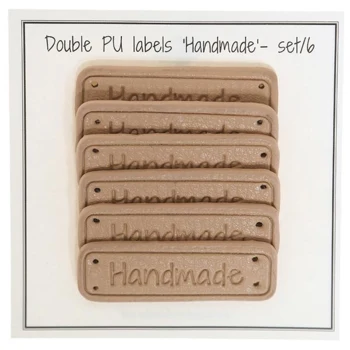 Go Handmade Dobbelt Label, PU læder, 5 x 1,5 cm, Handmade, 6 stk
